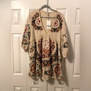 Zara Romy Dress Embroidered Size Large